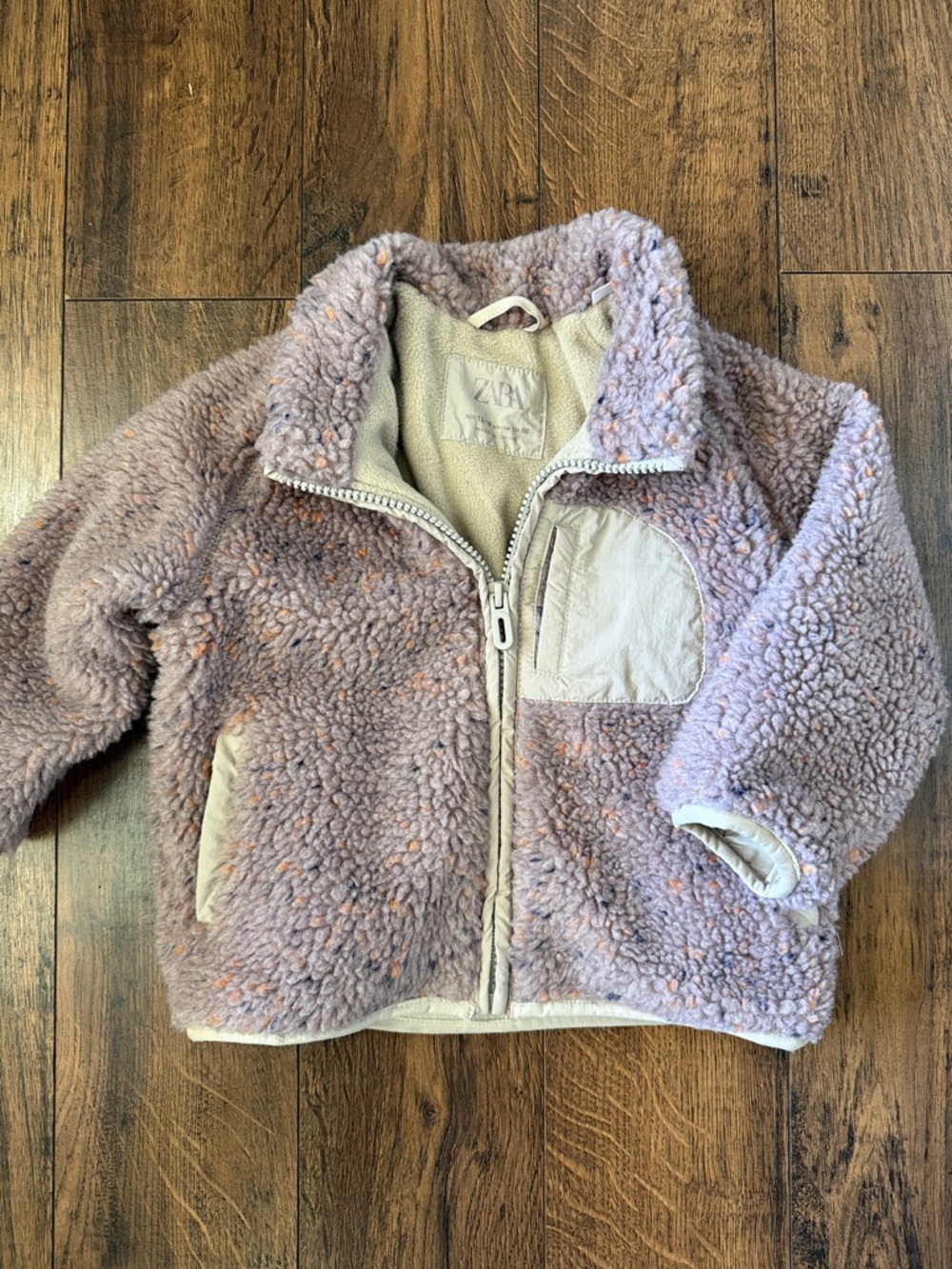 Zara Lavender & Cream Sherpa Zip Jacket